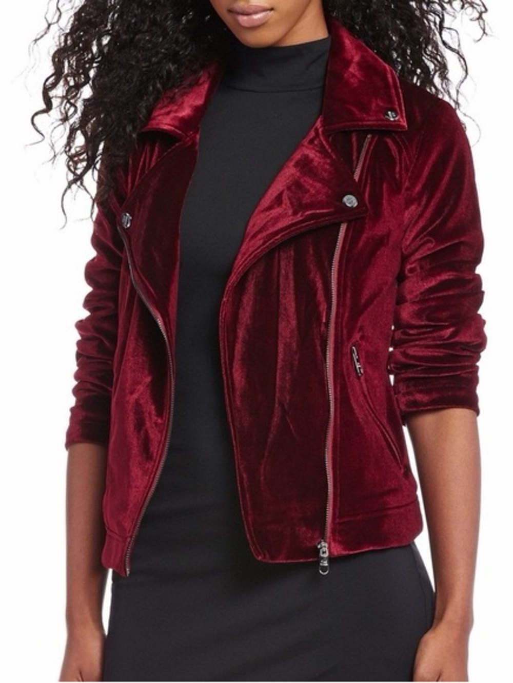 Steve Madden - Velvet Moto Jacket in Burgundy Wine